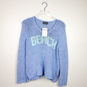 NWT Wooden Ships Paola Buendia Chunky Beach V Neck Cotton Top Blue Green Sz s/m